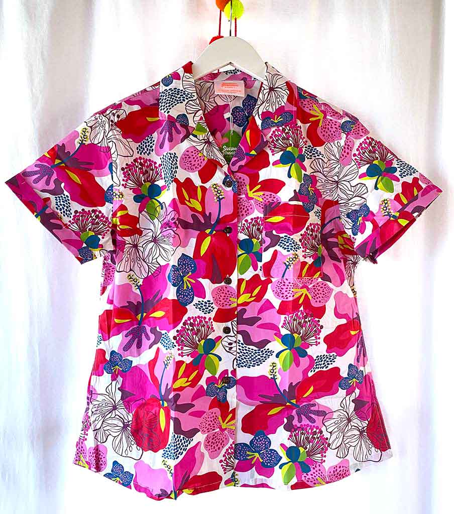 HOT HIBISCUS ALOHA SHIRT WOMEN
