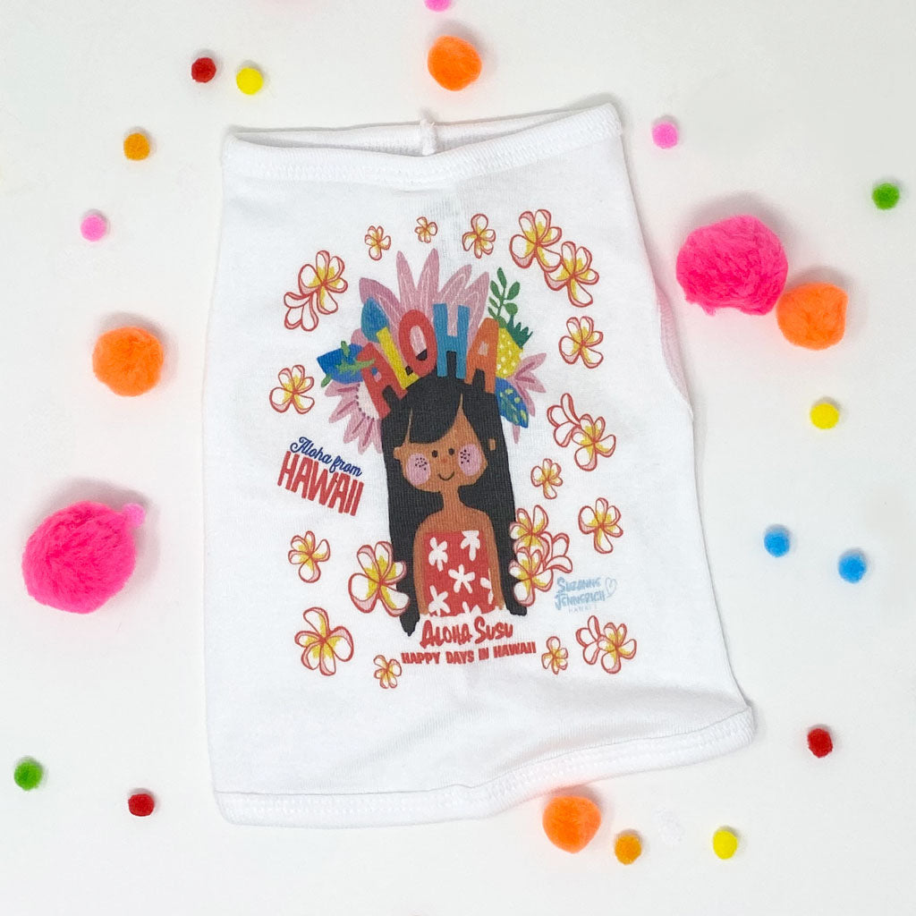 ALOHA SUSU WHITE DOG TEE