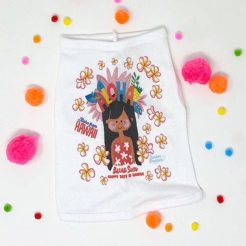 ALOHA SUSU WHITE DOG TEE