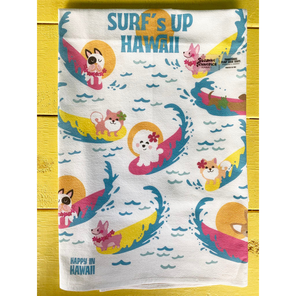 SURFING DOGS kitchen towel