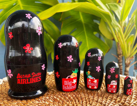 ALOHA SUSU AIRLINES HULA CREW, 5pc set, 4"