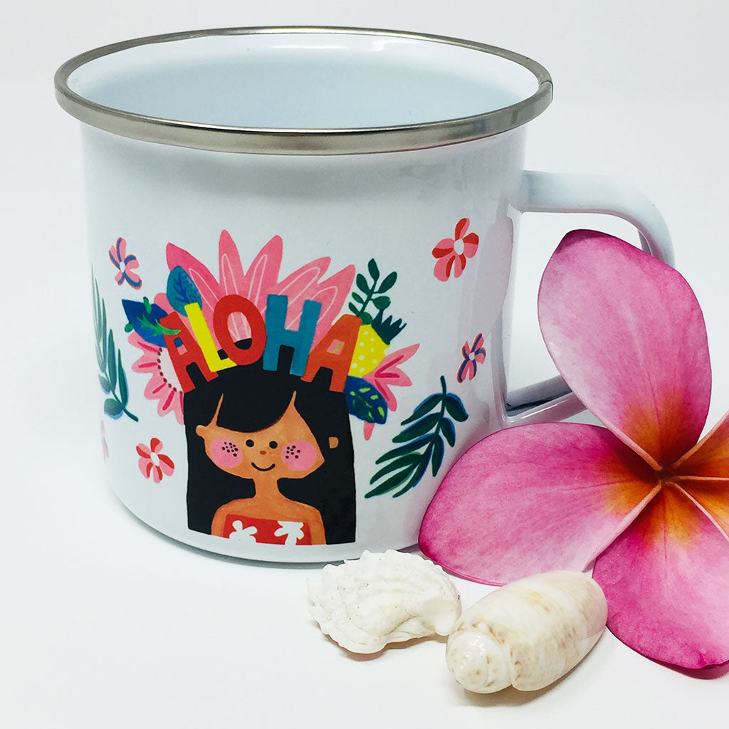 ALOHA GIRL enamel mug