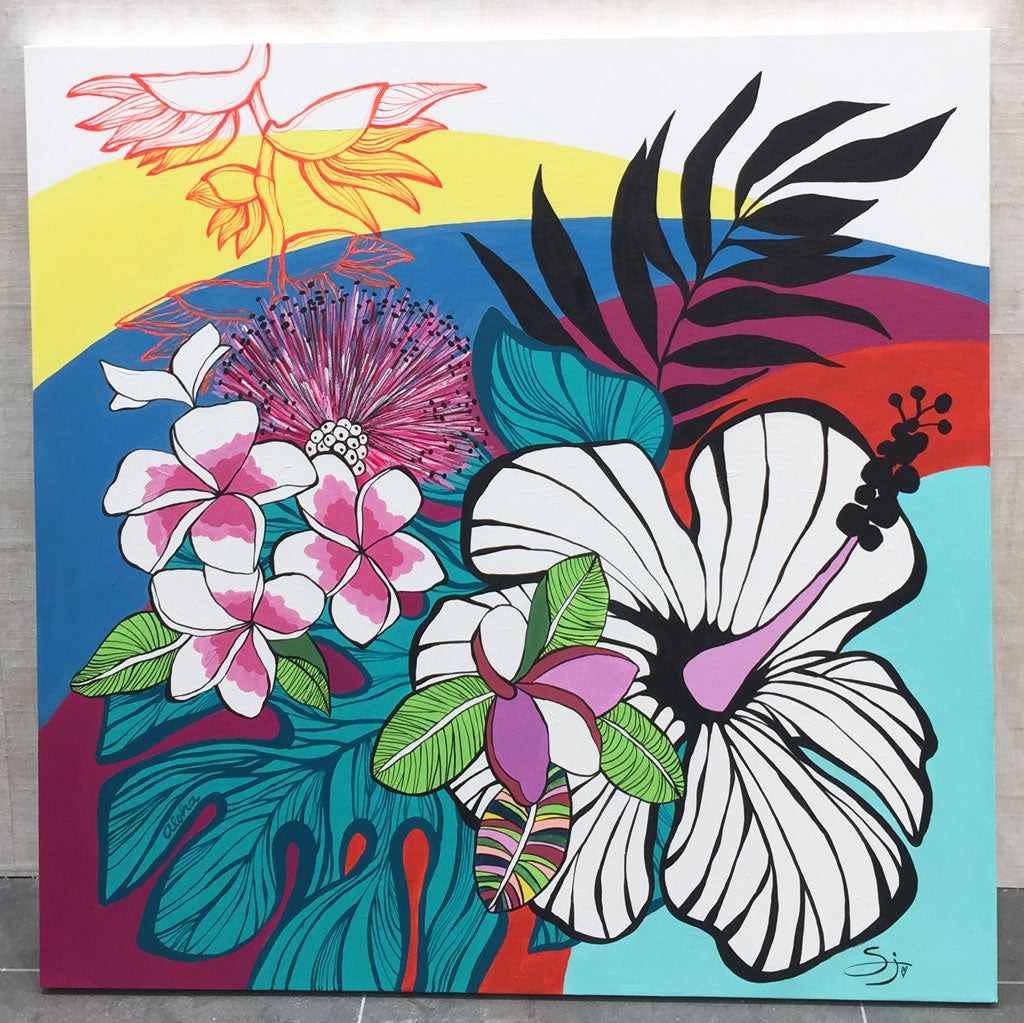 RAINBOW FLOWERS 48x48"