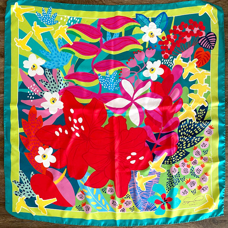 MY MAUI GARDEN SILK TWILL SCARF