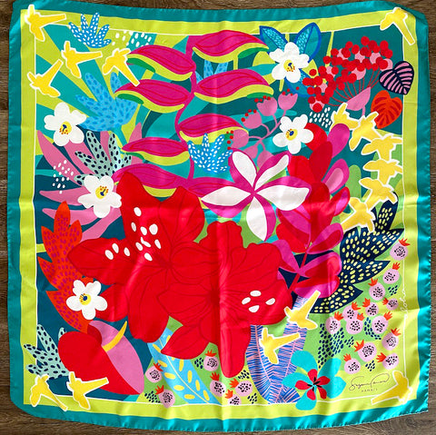 MY MAUI GARDEN SILK TWILL SCARF