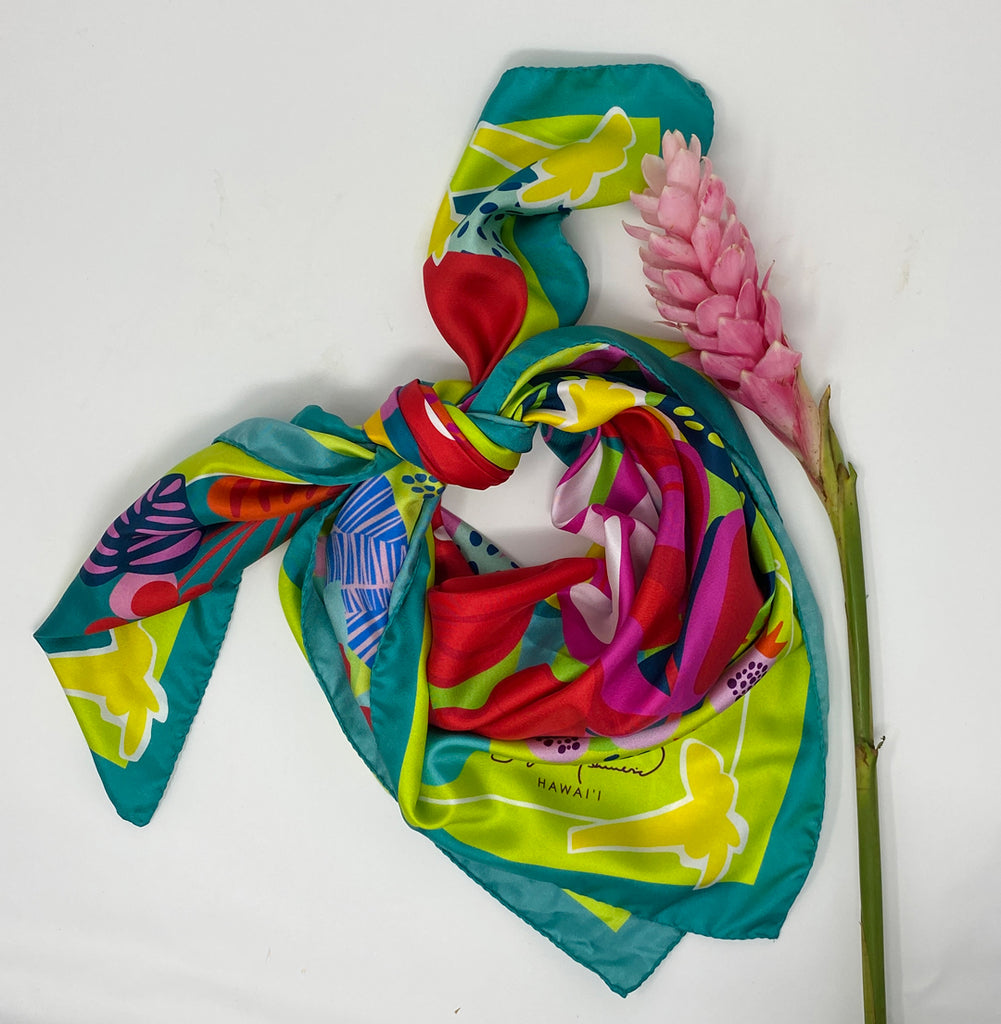 MY MAUI GARDEN SILK TWILL SCARF