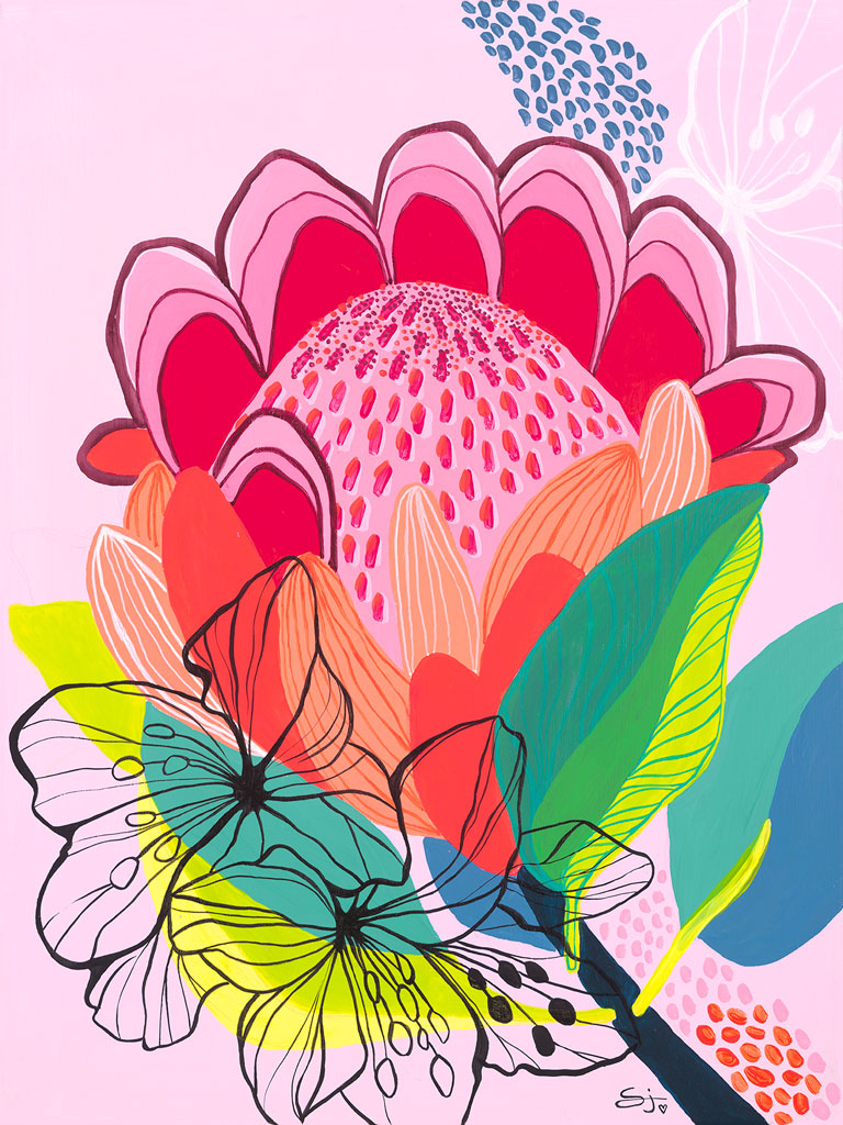 PINK PROTEA 18x24"