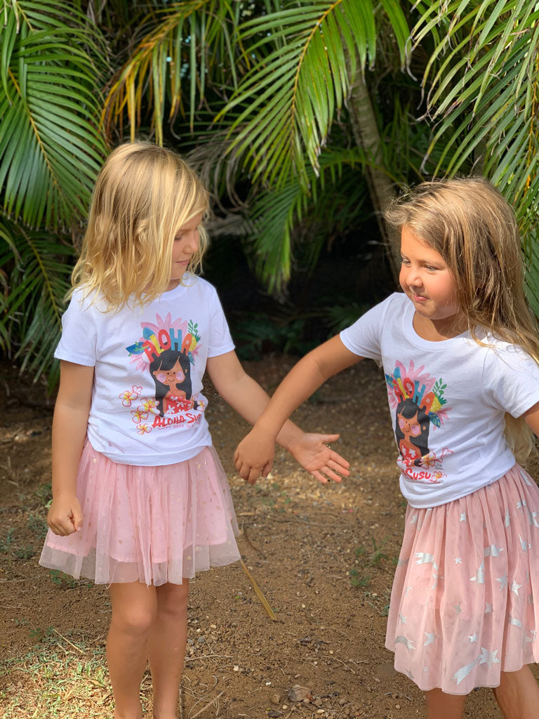 ALOHA SUSU WHITE GIRLS TEE