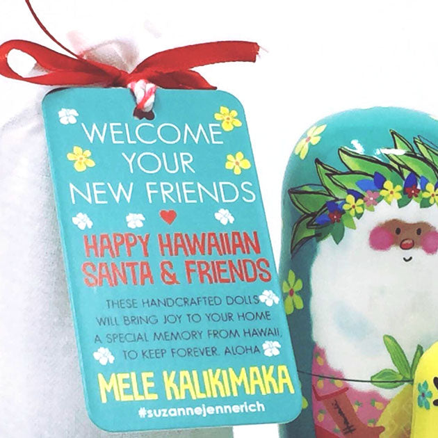 HAWAIIAN SANTA, 5pc set, 4"