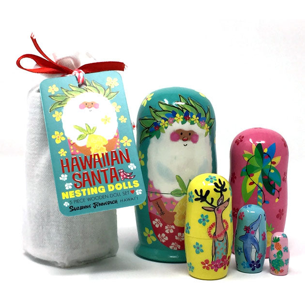 HAWAIIAN SANTA, 5pc set, 4"