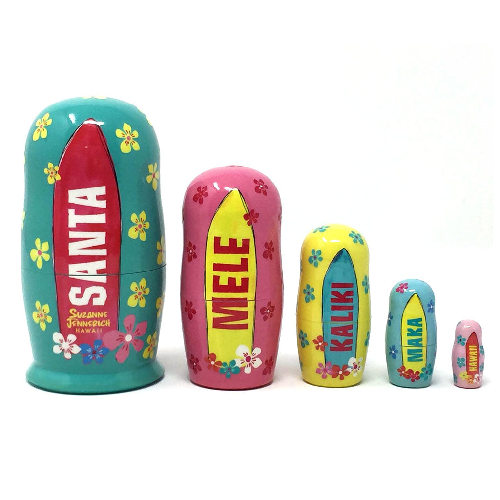 HAWAIIAN SANTA, 5pc set, 4"