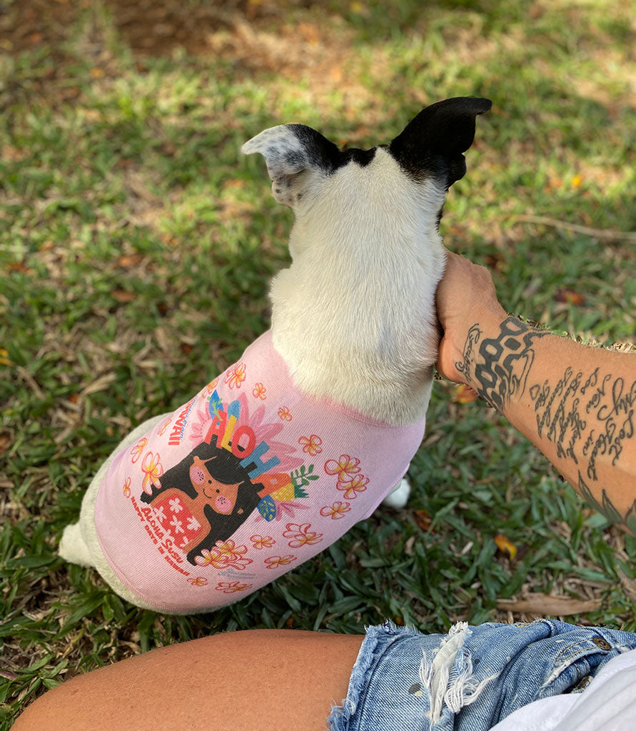 ALOHA SUSU WHITE DOG TEE