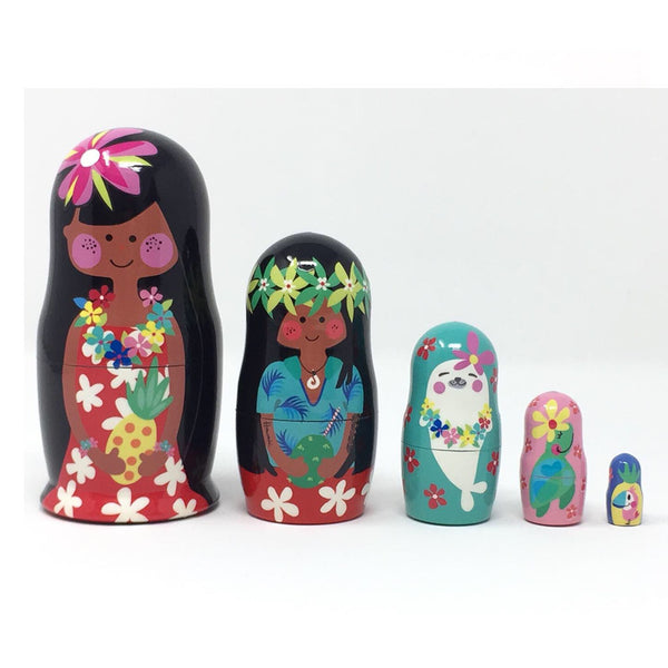 【ハワイ】ハワイアンなミニチュア置き物　お値下げ中！　高品質　レア品　アロハ AlohaSusunestingDoll.Front.