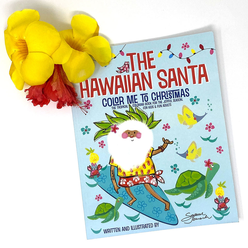 Coloring Book Hawaiian Santa